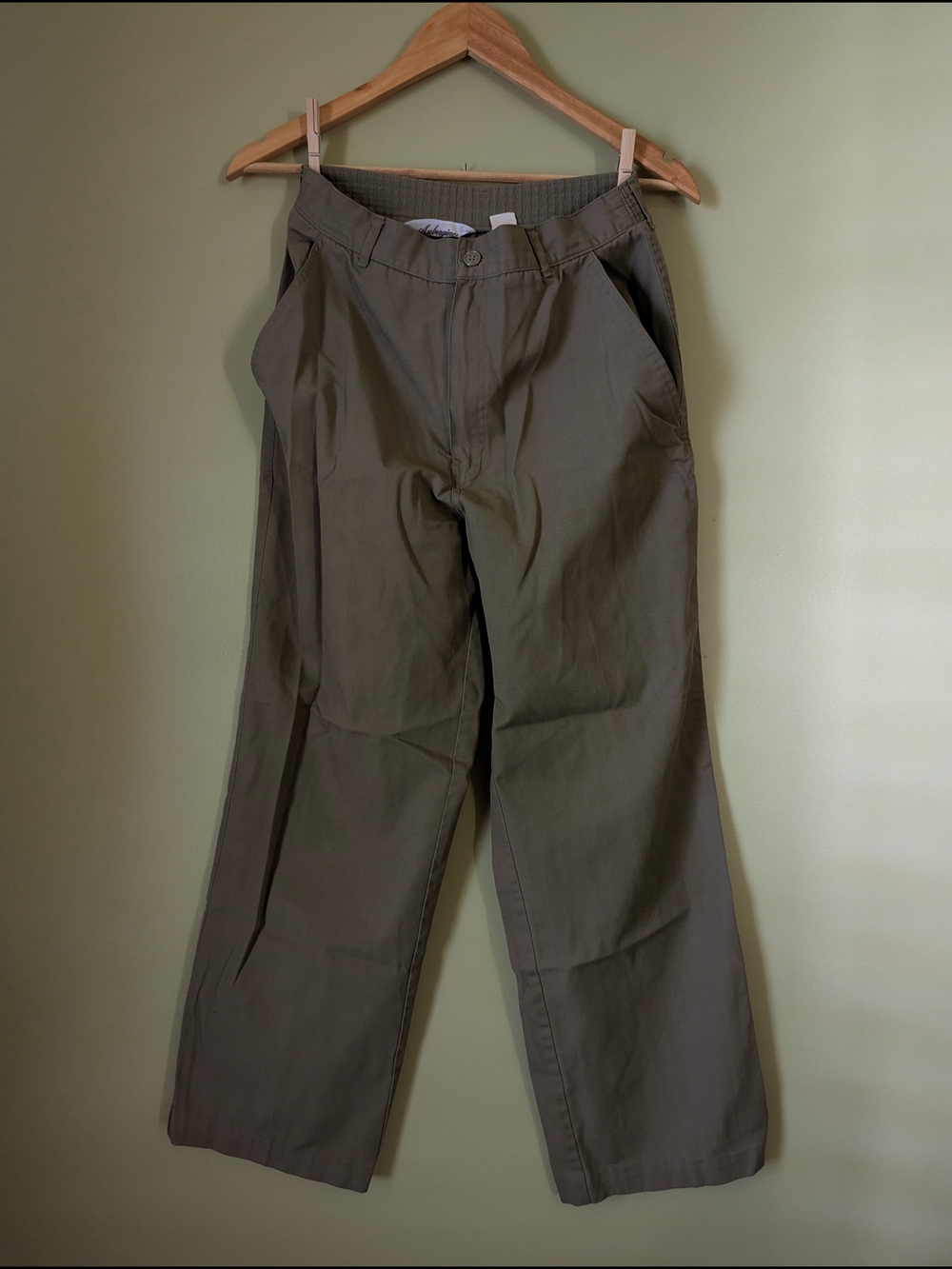 Vintage Women's Olive Green Straight-Leg Pants